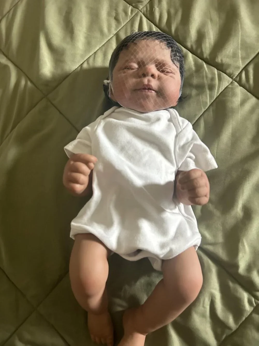 19 Inch Full Body Silicone Black Reborn Baby Girl Doll Waterproof Anatomical